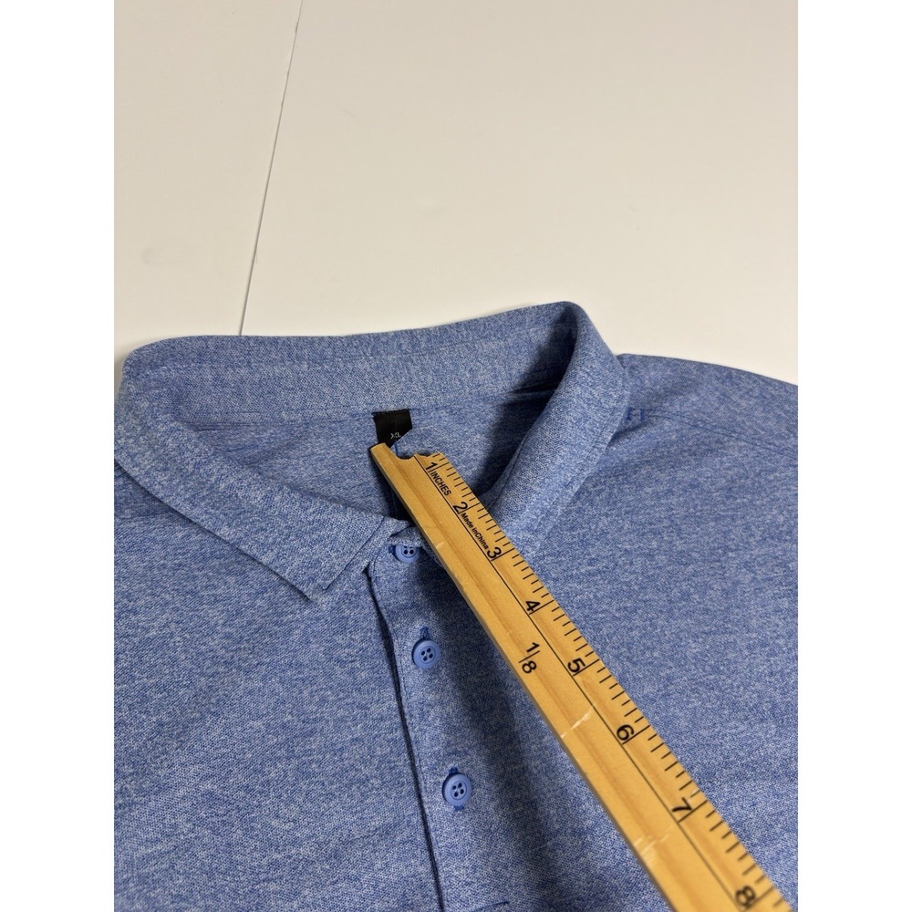 Lululemon Men's Evolution Polo Shirt Pique Performance Sz XL Blue Stretch Button - Picture 4 of 8